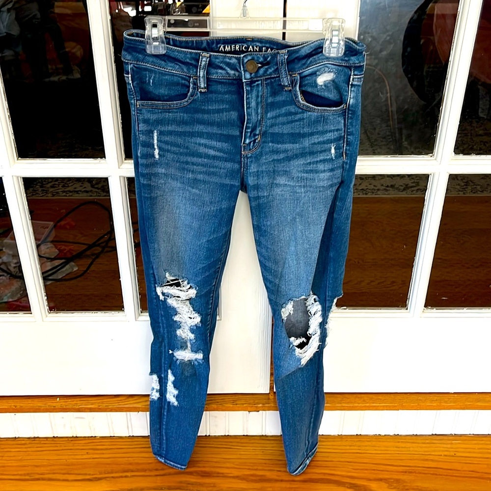 American Eagle Next level stretch destroyed skinny jean mid rise